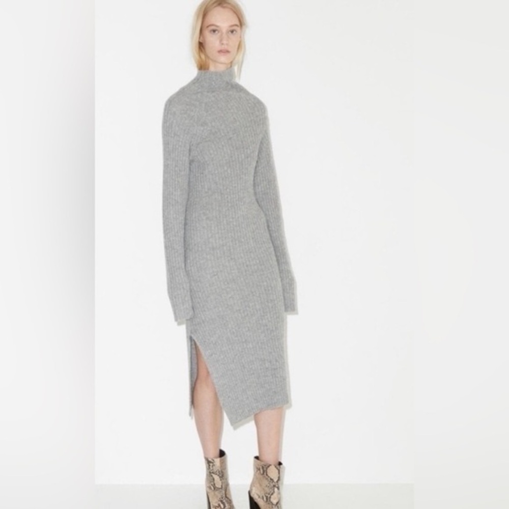 BY MALENE BIRGER Meggie Grey Ribbed Knit Midi Dress Quiet Luxury Trendy